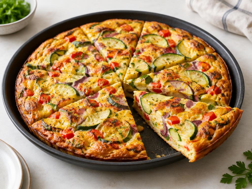Olu un dārzeņu fritata — gatavs ēdiens